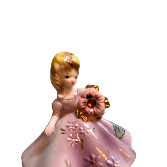 Vintage Josef Originals February Birthday Girl Doll Figurine Porcelain Dress - Picture 5 of 10